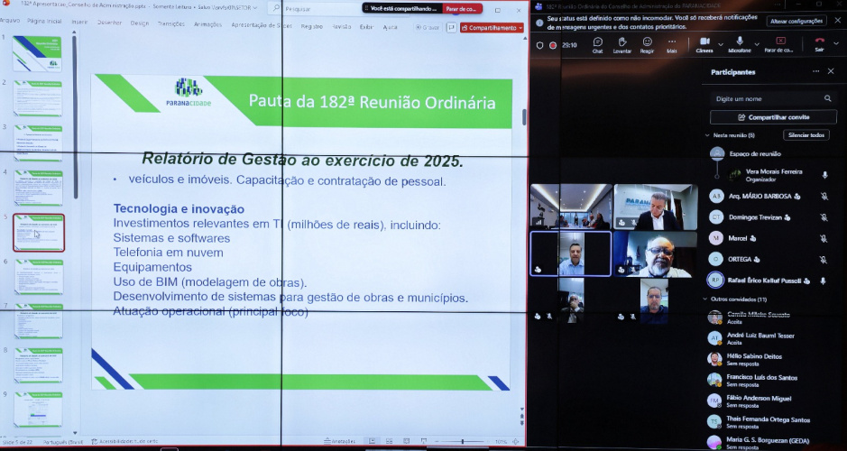 Relatório de Gestão do Paranacidade de 2025 tem aprovação unânime do Conselho de Administração