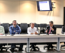 O secretário estadual do Desenvolvimento Urbano (Sedu), Silvio Barros, conduziu nesta segunda-feira (27) a reunião entre as equipes de transição e fez um balanço detalhado das atividades da pasta nos últimos sete meses.  - Curitiba, 26/11/2018  -  Foto: Rogério Machado