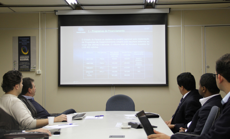 Agentes do BID (Banco Interamericano de Desenvolvimento) fizeram a primeira visita técnica ao Serviço Social Autônomo Paranacidade para dar andamento à análise do projeto de criação do programa Paraná Urbano 3, uma nova modalidade de financiamento que está sendo criada para atender os municípios paranaenses. Para lançar o programa, o Paranacidade está pleiteando um empréstimo de U$$ 150 milhões ao BID.