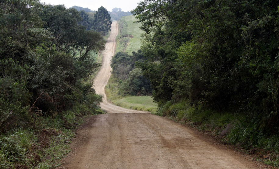 Obras Pavimentação ? Pavimentação de rodovia ? trecho de rodovia da PR 239 que será pavimentado pelo Governo do Estado e que liga Pitanga a Mato Rico ? Foto Jorge Woll ? SEIL/DER