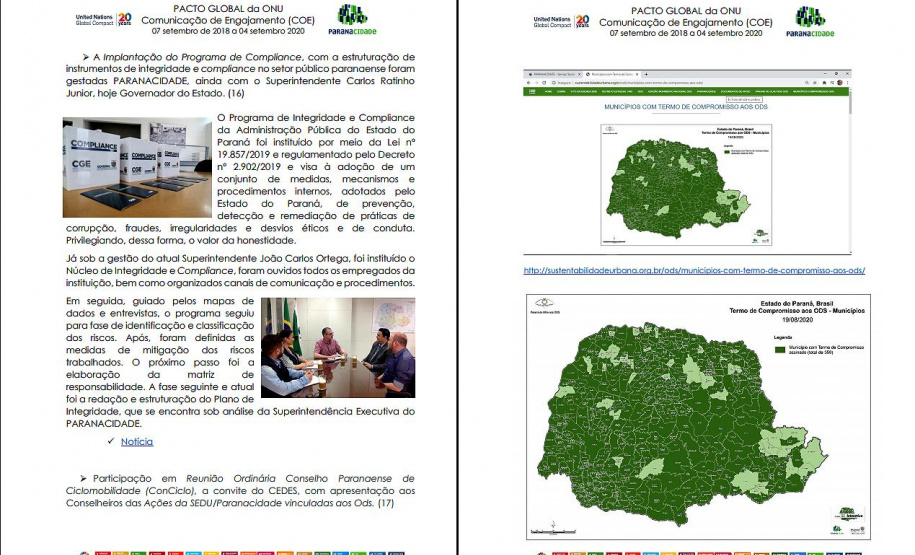 Paranacidade renova compromissos com o Pacto Global