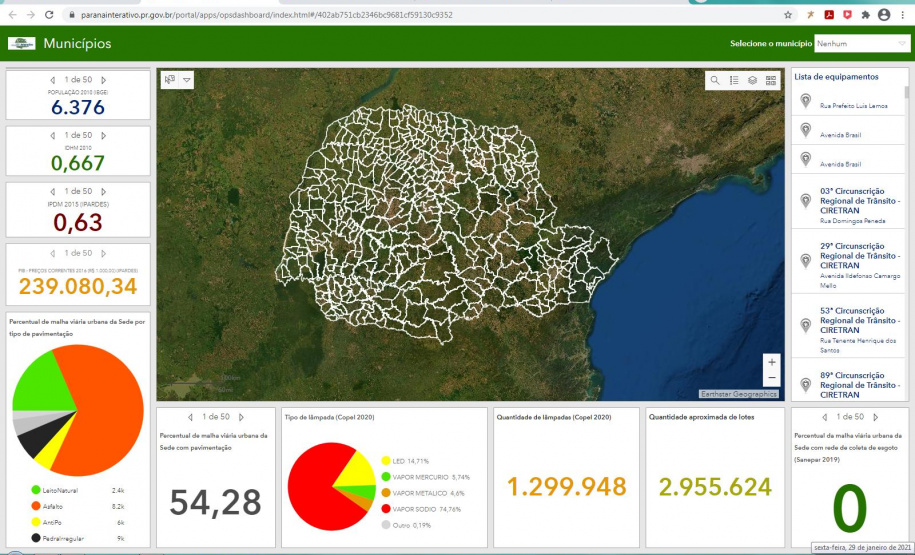 Aplicativo revela estrutura urbana dos 399 Municípios do Paraná