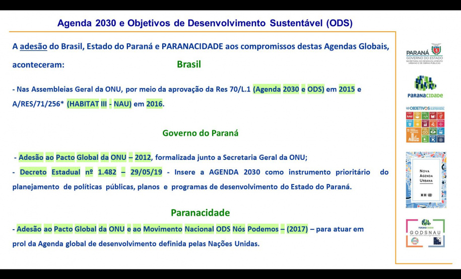 Paranacidade faz encontros para identificar relação entre ações e os ODSs