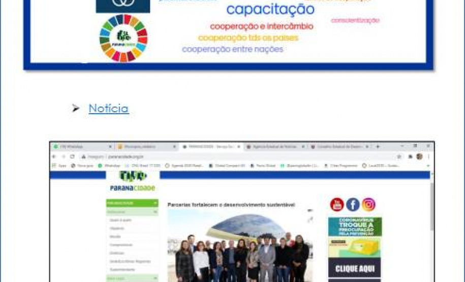 PARANACIDADE reafirma adesão ao Pacto Global das Nações Unidas